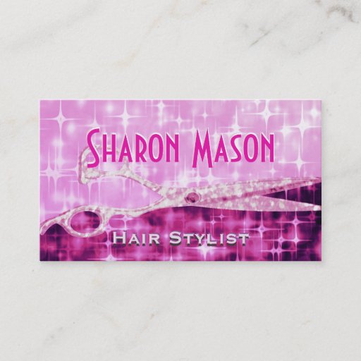 Customizable Pink Glitter Scissors Double-Sided Standard Business Cards (Pack Of 100)