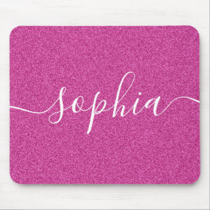 Pink Glitter Script Mouse Pad