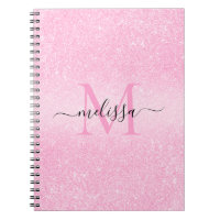 Pink Glitter Script Name Monogram