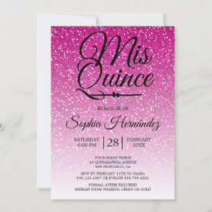 Pink Glitter Script Quince Save The Date Invitation