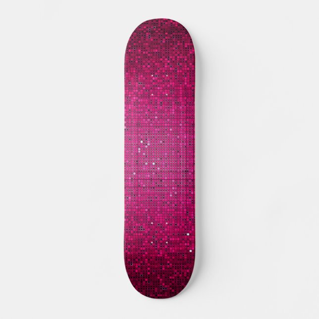 Pink Glitter Sequin Disco Glitz Comp Skateboard Deck (Front)