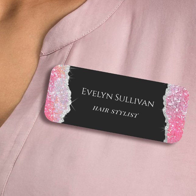 Pink glitter sequin name tag (Creator Uploaded)