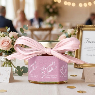 Pink Glitter Seventy and Fabulous Modern Script Honey Jar Favors