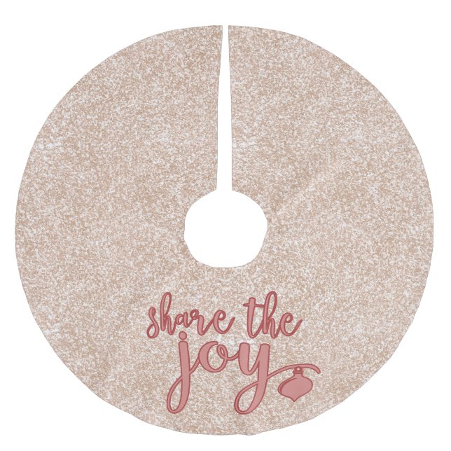  Pink Glitter Share The Joy Quote Pretty Christmas Brushed Polyester Tree Skirt (Front)