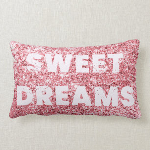 Pink Glitter Shimmer Sweet Dreams Girly Chic Lumbar Pillow