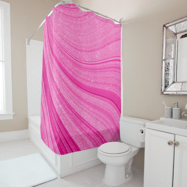 Pink Glitter Shower Curtain (In Situ)