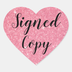 Pink Glitter Signed Copy Romance Author Writer Heart Sticker