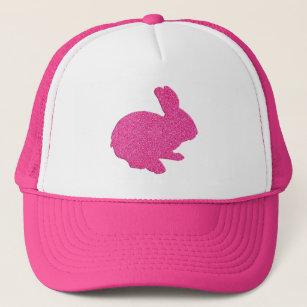 Pink Glitter Silhouette Easter Bunny Hat