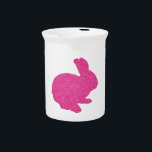 Pink Glitter Silhouette Easter Bunny Pitcher<br><div class="desc">Complement your dining room or kitchen and freshen up your table's look with this decorative and functional pitcher. An elegant way to serve water, milk, juice or iced tea at any meal or use it to hold utensils, brushes, or a bouquet on the table. Ideal for both indoor and outdoor...</div>