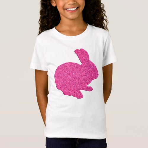 Pink Glitter Silhouette Easter Bunny Shirt
