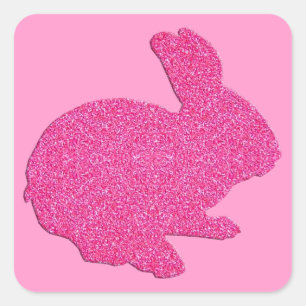 Pink Glitter Silhouette Easter Bunny Stickers