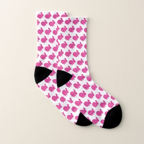 Pink Glitter Silhouette Rabbit Socks