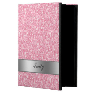 Pink Glitter Silver Gradient Accents Monogram Powis iPad Air 2 Case