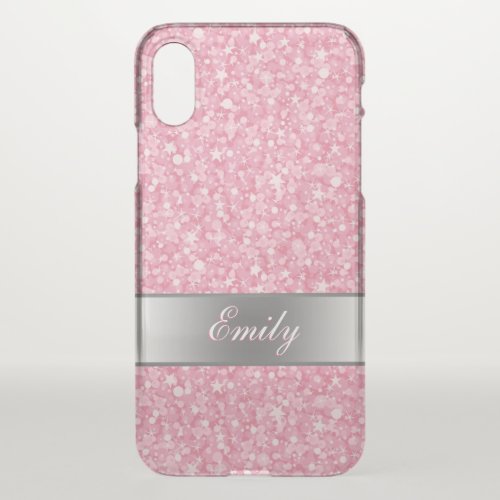 Pink Glitter Silver Gradient Accents iPhone X Case