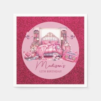 Pink Glitter Sleepover Girl Birthday