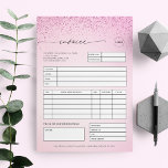 Pink Glitter Small Business Sales Invoice Receipt Letterhead<br><div class="desc">This modern,  elegant invoice template would be great for your business needs! Easily add all the necessary info by clicking on the "personalize" option.</div>