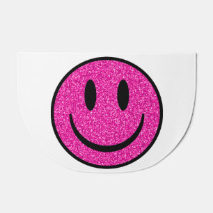Pink Glitter Smile Face Doormat
