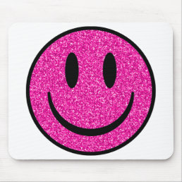 Pink Glitter Smile Face Mouse Pad