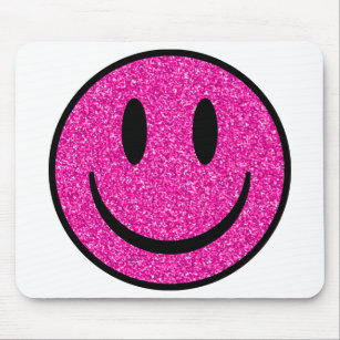 Pink Glitter Smile Face Mouse Pad