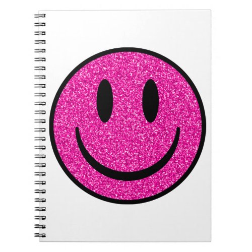Pink Glitter Smile Face Notebook