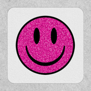 Pink Glitter Smile Face Patch