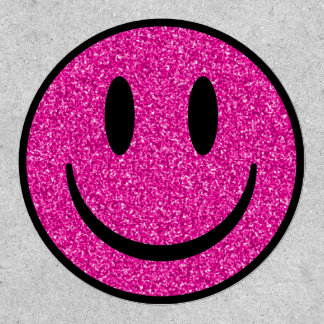 Pink Glitter Smile Face Patch