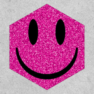 Pink Glitter Smile Face Patch