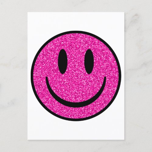 Pink Glitter Smile Face Postcard