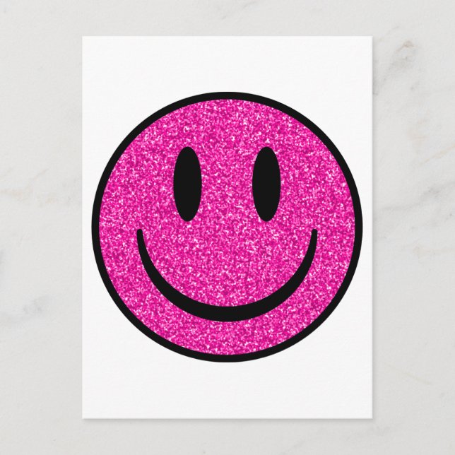Pink Glitter Smile Face Postcard (Front)