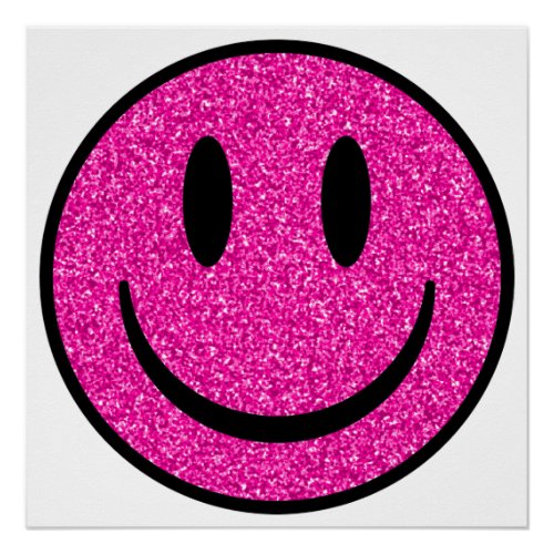 Pink Glitter Smile Face Poster