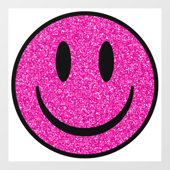 Pink Glitter Smile Face Wall Decal (Front)