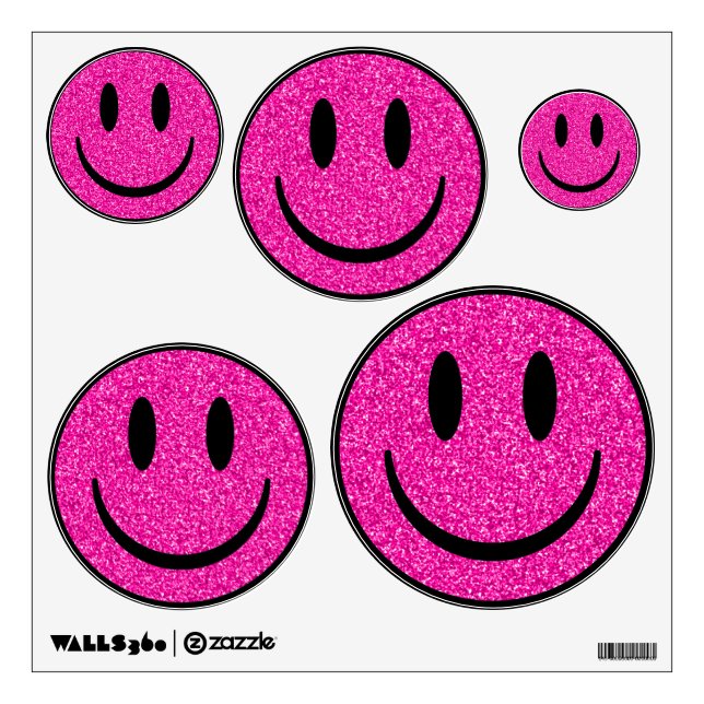 Pink Glitter Smile Face Wall Decal (Front)