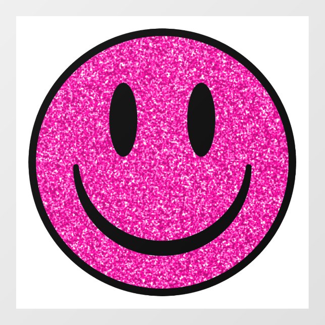 Pink Glitter Smile Face Window Cling (Sheet)