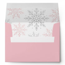 Pink Glitter Snowflake Girl Baby Shower Envelope