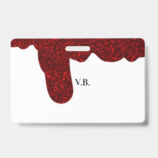 Pink glitter sparkle art design add name text  badge (Front)