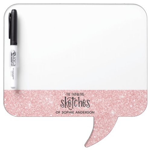 Pink Glitter Sparkle Artist Sketching Dry Erase Board