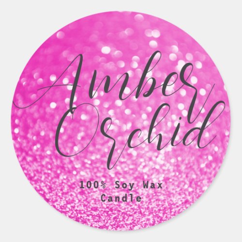 Pink Glitter Sparkle Crystal Bokeh Candle Labels
