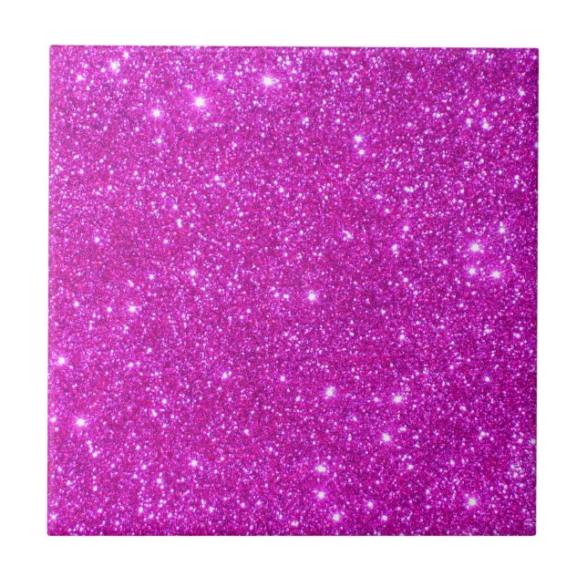 Pink Glitter Sparkle Customizable Design Ceramic Tile (Front)