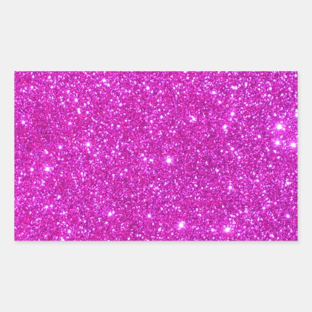 Pink Glitter Sparkle Customizable Design Rectangular Sticker (Front)