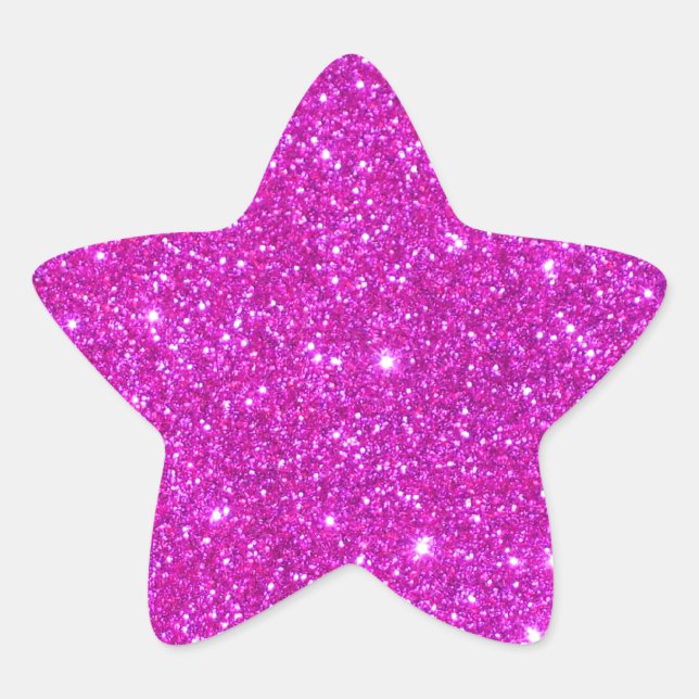 Pink Glitter Sparkle Customizable Design Star Sticker (Front)