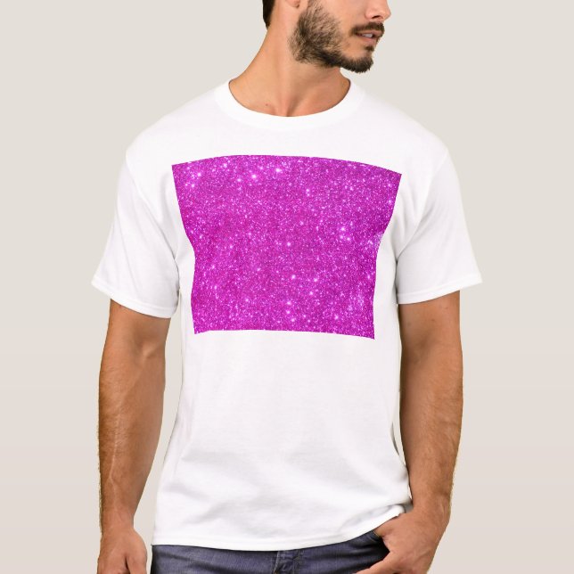 Pink Glitter Sparkle Customizable Design T-Shirt (Front)
