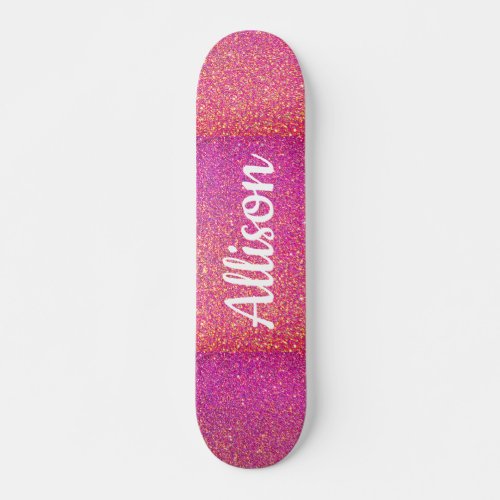 Pink Glitter Sparkle Girly Customized Skateboard