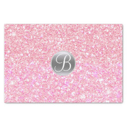 Pink Glitter Sparkle Glam Monogram Initial Tissue Paper