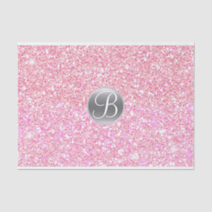 Pink Glitter Sparkle Glam Monogram Initial Tissue Paper