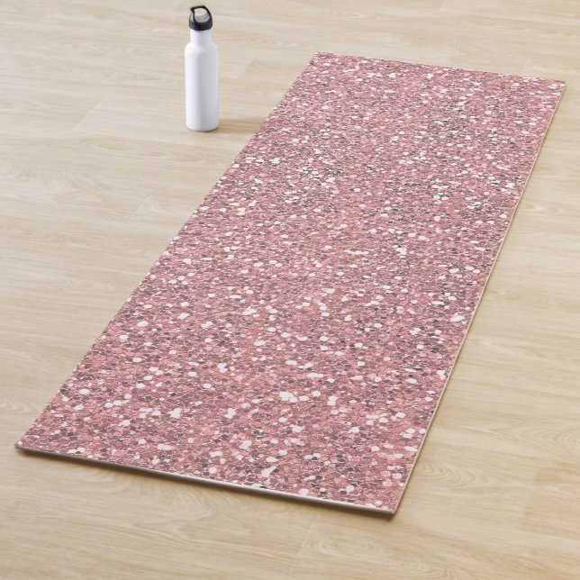 Pink Glitter Sparkle Glamour Girls Trendy Modern Yoga Mat (In Situ)