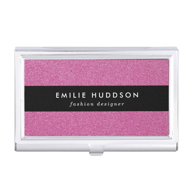 Pink Glitter, Sparkle, Glitter Background Business Card Case (Front)