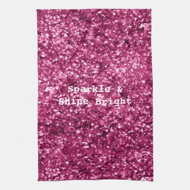 Pink Glitter Sparkle Kitchen Towel (Vertical)