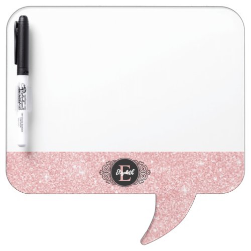 Pink Glitter Sparkle Monogram Dry Erase Board