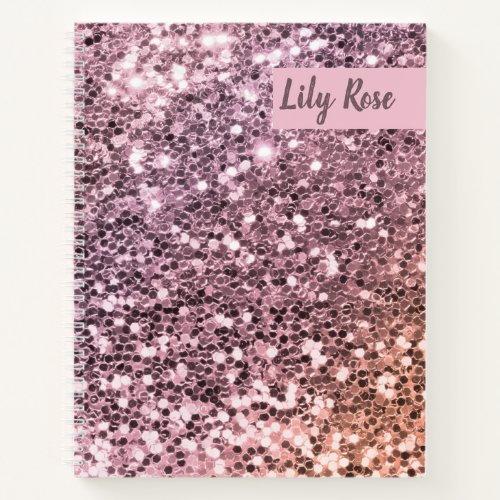 Pink Glitter Sparkle Monogram Name Notebook