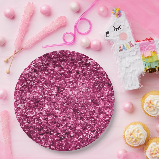 Pink Glitter Sparkle Paper Plates (Party)